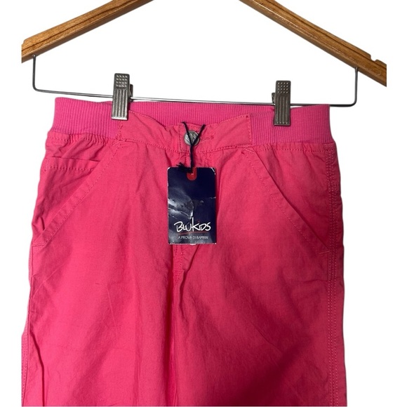 Blukids Girls Size 6 - 6X Cargo Pants From Italy elastic Waist Pink Embroidered - Picture 5 of 14